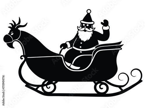 santa sleigh ride vector icon
