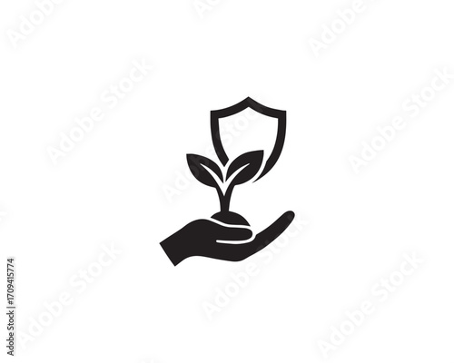 Protecting plant icon vector design art illustration.