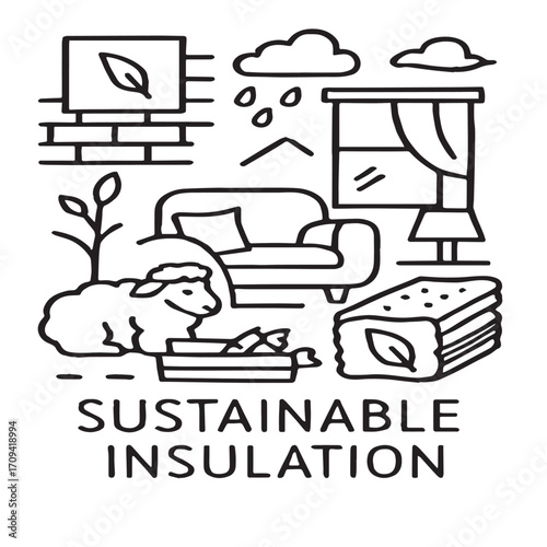 Eco-conscious home insulation vector icon.