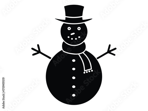 snow covered snowman vector icon