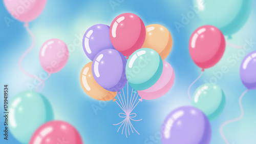 Pastel balloons birthday party celebration helium balloons floating in the sky party decorations and events