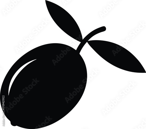 Symbol of Peace Olive Branch Silhouette, Mediterranean Olive Tree Silhouette Vector, Flat Design Olive Branch Vector Art