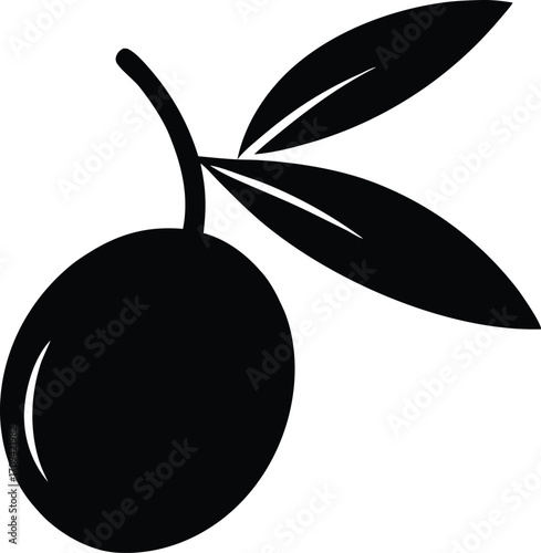 Symbol of Peace Olive Branch Silhouette, Mediterranean Olive Tree Silhouette Vector, Flat Design Olive Branch Vector Art