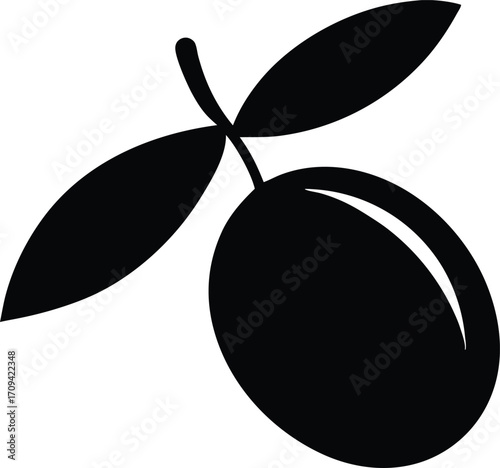 Symbol of Peace Olive Branch Silhouette, Mediterranean Olive Tree Silhouette Vector, Flat Design Olive Branch Vector Art
