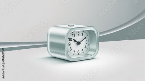 Silver alarm clock time management and schedule reminder for appointments and deadlines concept design 100