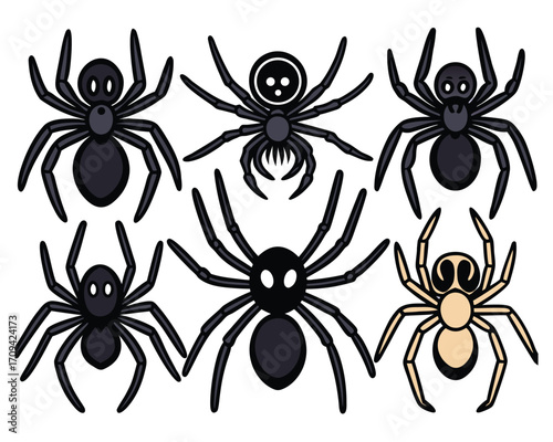Cartoon Spider Collection: Halloween Insect Clip Art Illustration with Various Spider Designs