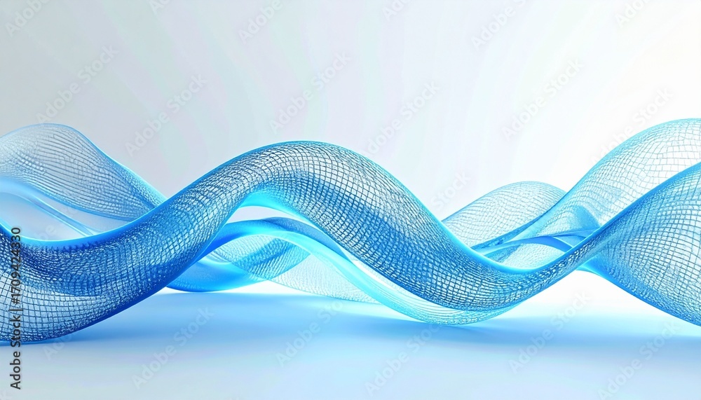 Fototapeta premium Digital Technology Wave with Shining Blue Gradient Lights