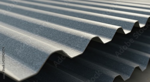 Corrugated Roofing Sheets: Close-up of Grey Texture.