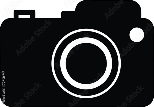 Digital Camera Silhouette Vector Illustration. DSLR Camera Silhouette - Simple Vector Icon