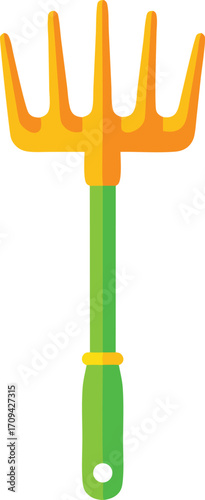 Colorful Garden Rake Minimalist Illustration