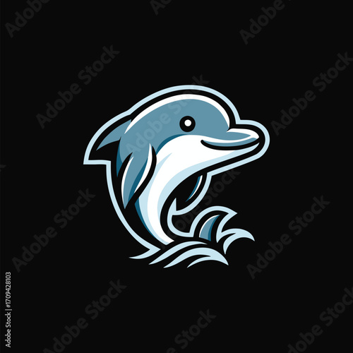 Dolphin fish design vector art illustration