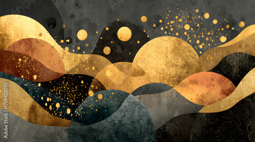 Panel kuchenny z motywem Dark Gold Abstract Illustration – Modern Luxury Art Design