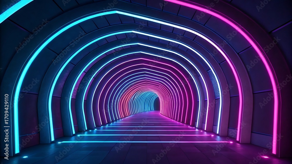 Fototapeta premium Futuristic Neon Glow Paper-Cut Layered Gradient 3D Background 