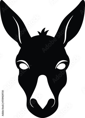 Donkey Head Silhouette, Flat Vector Icon, Donkey Profile Silhouette, Flat Design Vector.