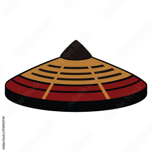 Traditional Korean Gat Hat with Bamboo and Horsehair Vector Illustration