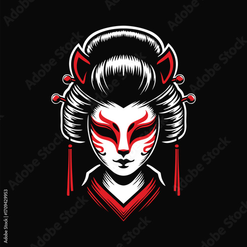 Japanese Geisha design vector art illustration