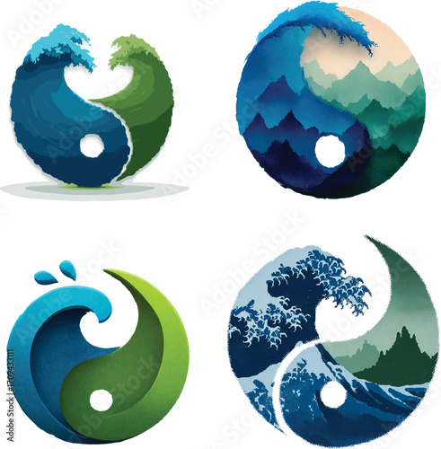 Yin Yang Nature Icon Set