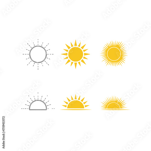 sun icon vector symbol on transparent background