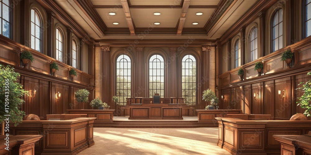 Obraz premium Explore how courtroom aesthetics embody the principles of law and order.