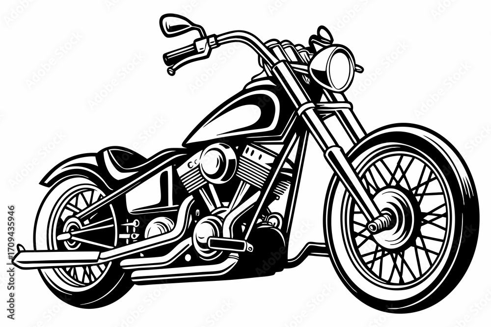 Obraz premium Classic Vintage Motorcycle Vector Illustration – Retro Bike Art Design