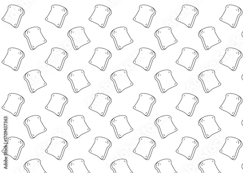 A slice of loaf illustration pattern with white background, food packaging, menu illustration hand drawn print ads, food business, bakery