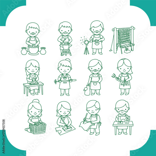 various people engaged in different crafts and trades.