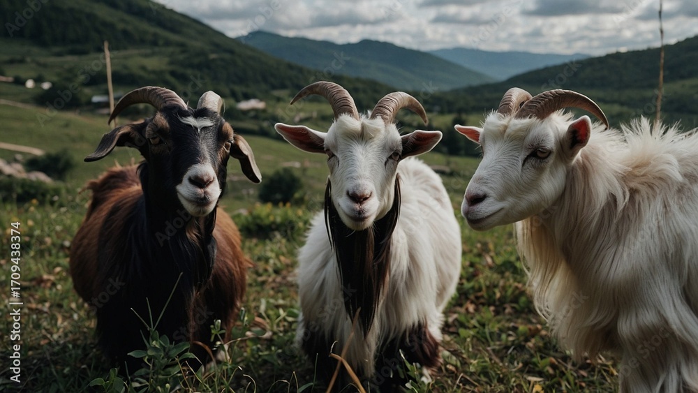 Fototapeta premium goats in the mountains