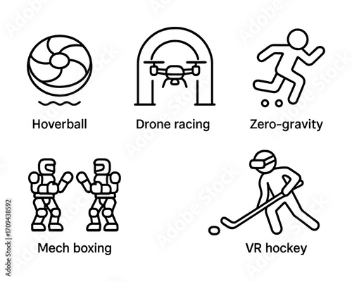 Future sports concepts: hoverball, drone racing, zero-gravity, mech boxing, vr hockey