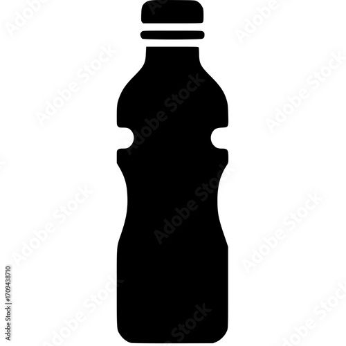 Simple Water Bottle: A minimalist, high-contrast silhouette of a water bottle, with its distinctive shape and clean lines, representing hydration and refreshment.