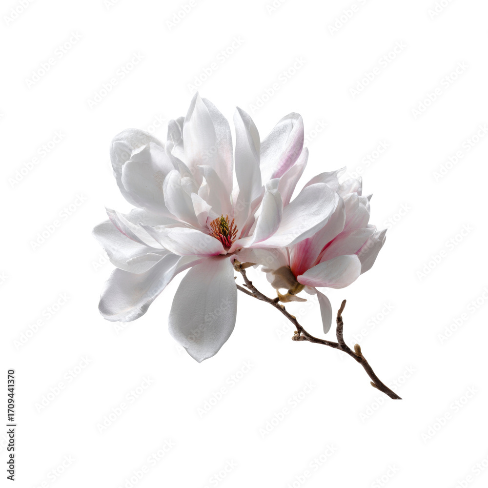 Fototapeta premium Elegant Magnolia Blossoms on Black Background