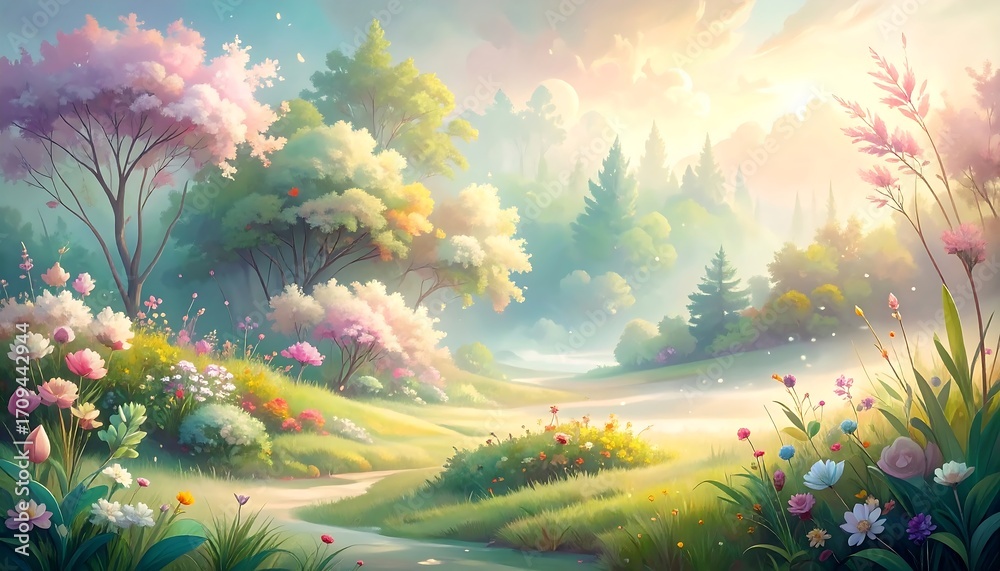 Obraz premium Enchanted Spring Meadow Scene