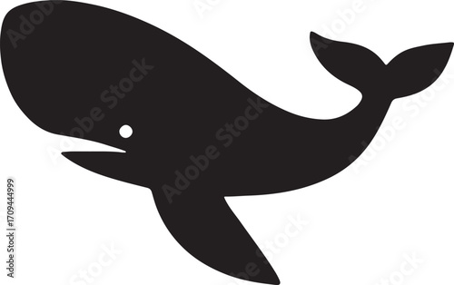 Majestic whale silhouette vector, ideal for ocean, marine life, wildlife, and nature designs.