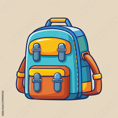 Cartoon colorful backpack for school and travel vector illustration,generative ai