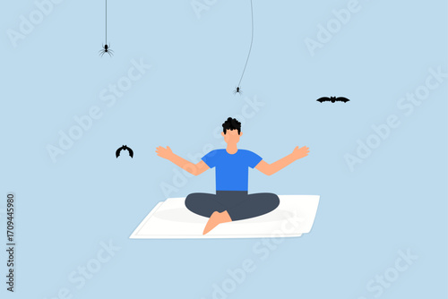Stay focused in work and ignore distractions, composed entrepreneur reflect and focus on tasks amid interruptions.