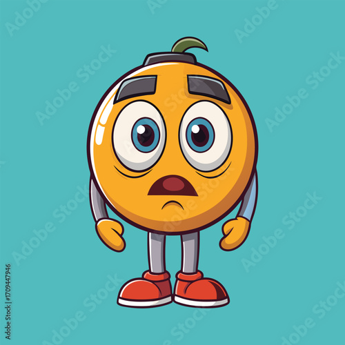 Shocked surprised emoji character face with sneakers funny cartoon vector illustration,generative ai