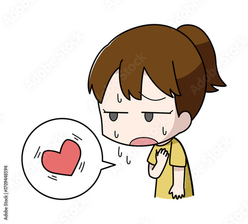 動悸がする女子のイラスト