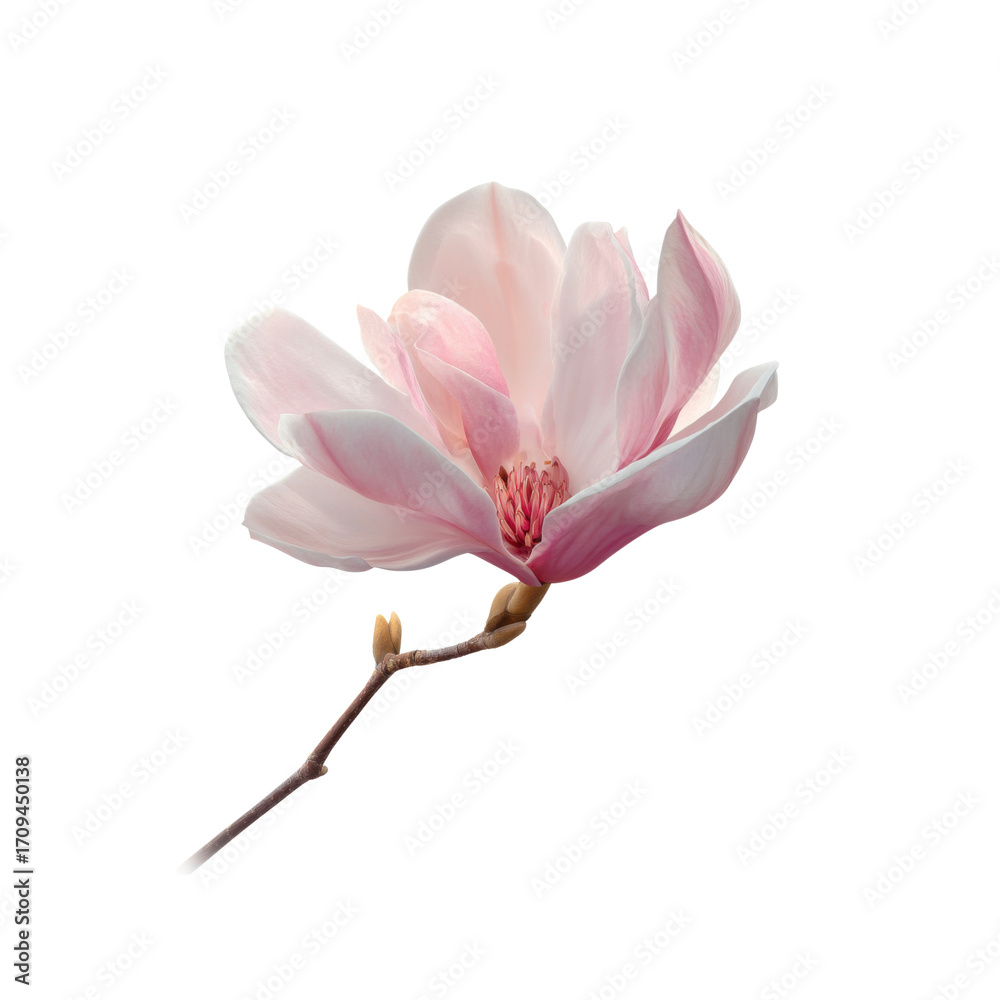 Fototapeta premium Elegant Pink Magnolia Blossom on Black Background