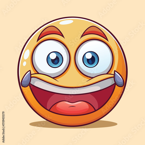 Funny sweaty cartoon emoji character face vector illustration style,Generative Ai