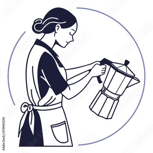 Woman Cooking at Home with Recipe Book – Kitchen Illustration Vector