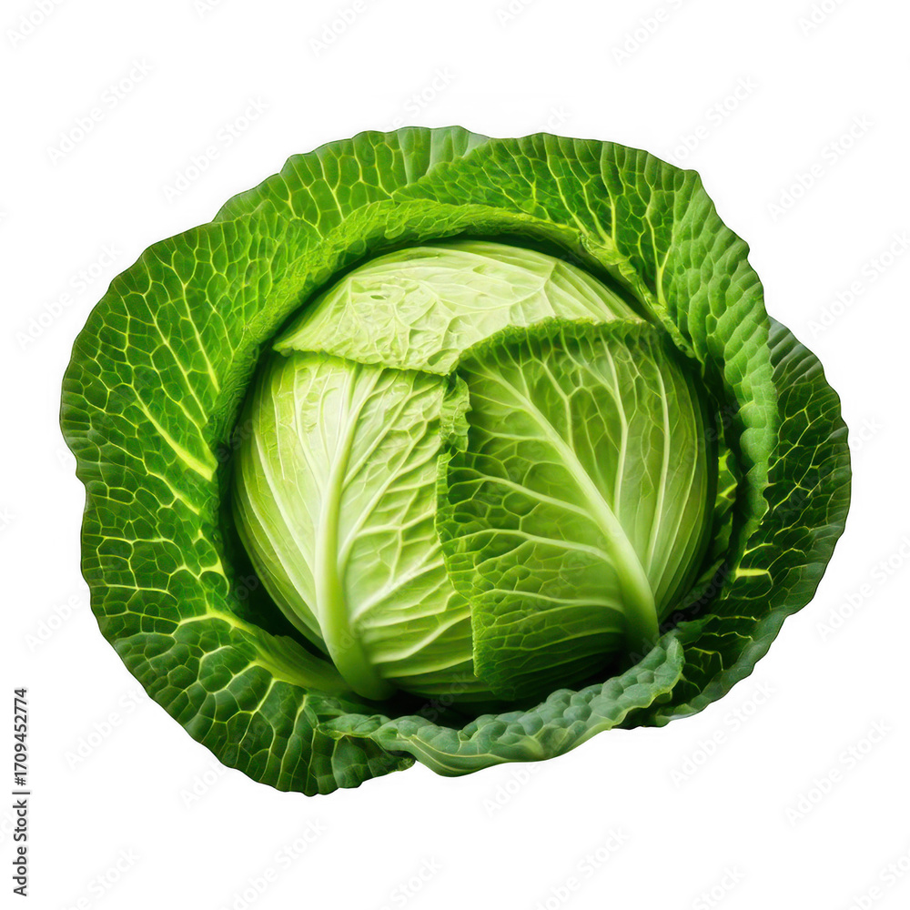 Fototapeta premium head of fresh cabbage isolated on white or transparent.