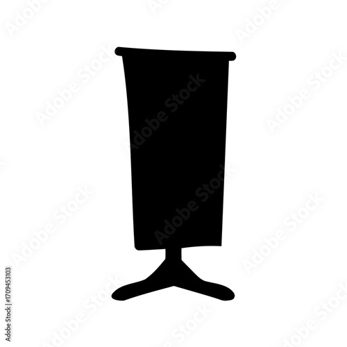 Silhouette of unusual trash can or bin with pedestal base on white