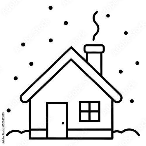 Winter House in Snow
