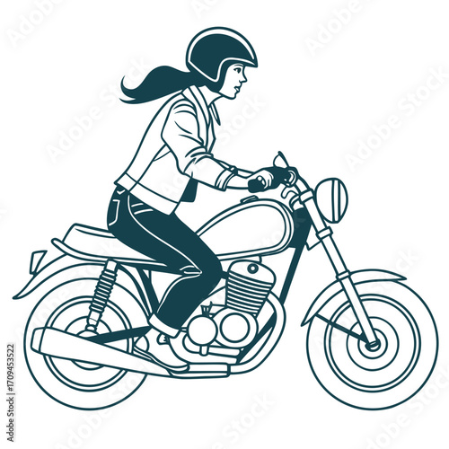 Woman Riding Bike Illustration – Sporty Female Character, Active Lifestyle Vector, Modern Fitness Art