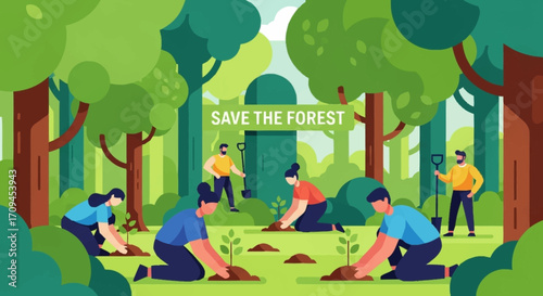 Protecting Our Planet Volunteers Planting Trees for a Greener Tomorrow