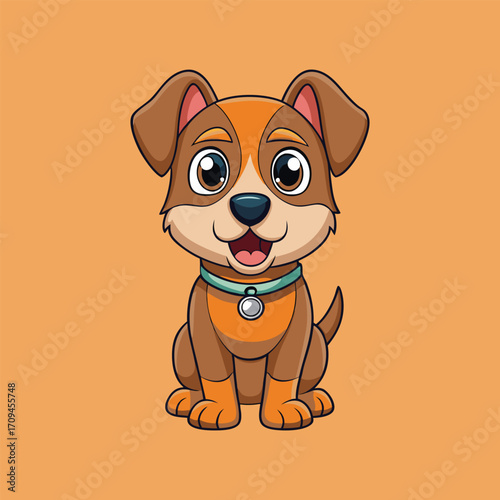 Happy cartoon puppy dog character cute vector illustration design,Generative Ai