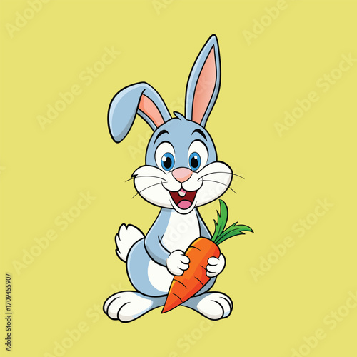 Cute rabbit holding carrot cartoon mascot vector illustration design,Generative Ai