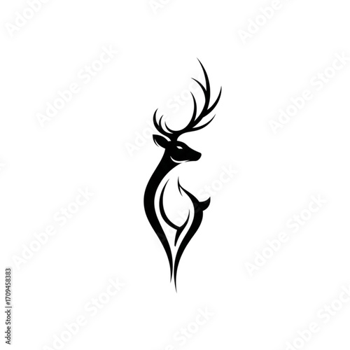 Elegant deer silhouette with flowing lines perfect for logos or branding projects, original vector