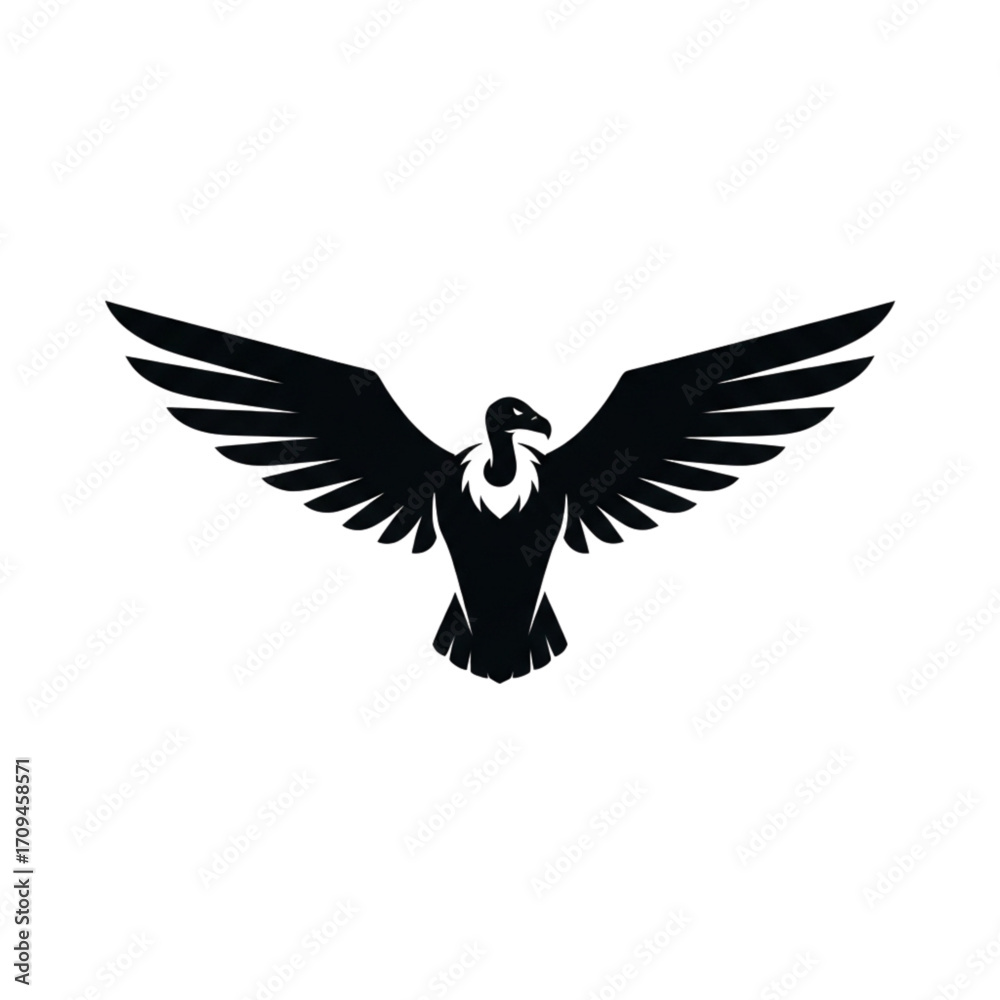 Obraz premium Majestic soaring vulture silhouette with outstretched wings, symbol of resilience and freedom