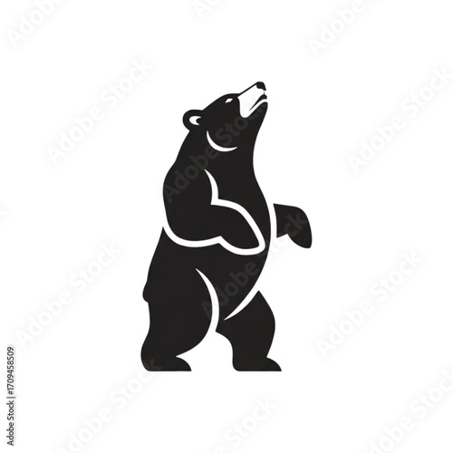 Majestic bear stands tall silhouette design, fierce animal emblem, perfect for branding and conservation themes