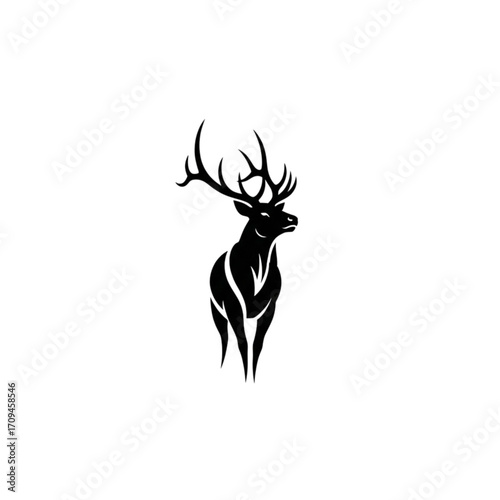 Majestic deer silhouette with impressive antlers, a symbol of wilderness and nature's powerful beauty